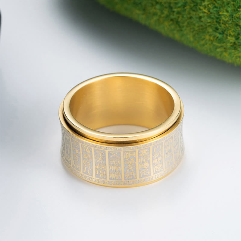 Golden Light Mantra Titanstahl-Drehring | Spirituelles Gleichgewicht