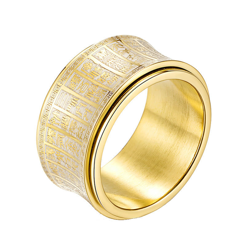 Golden Light Mantra Titanstahl-Drehring | Spirituelles Gleichgewicht