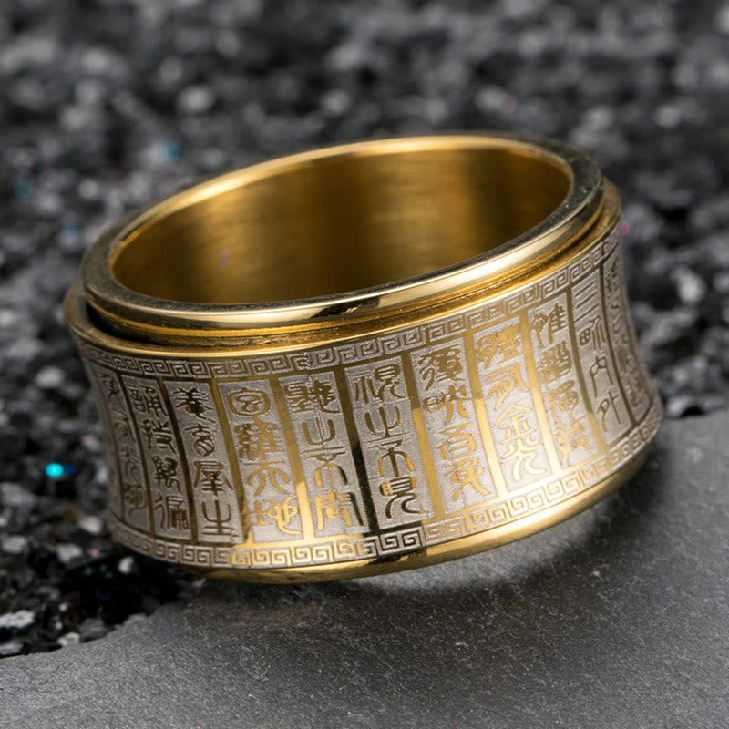 Golden Light Mantra Titanstahl-Drehring | Spirituelles Gleichgewicht