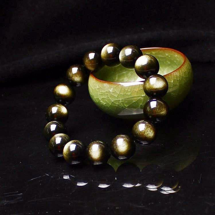 Goldenes Obsidian-Armband: Kraftvoller Heilstein