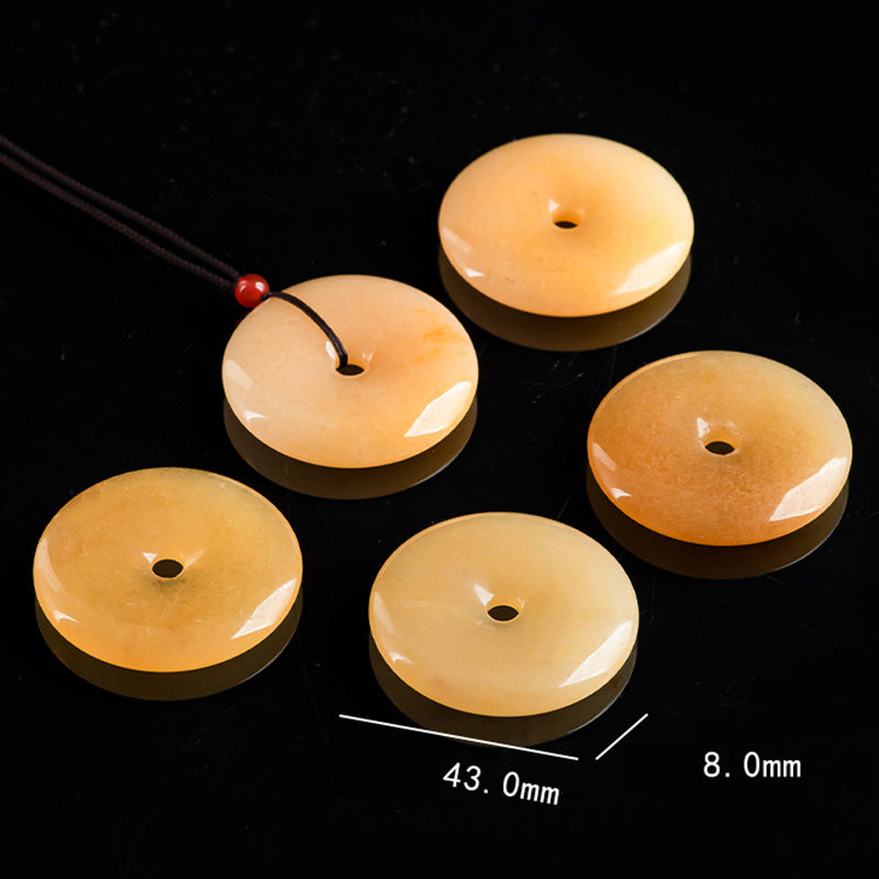 Goldene Seiden-Jade-Halskette mit Peace-Schnalle-Anhänger | Unisex