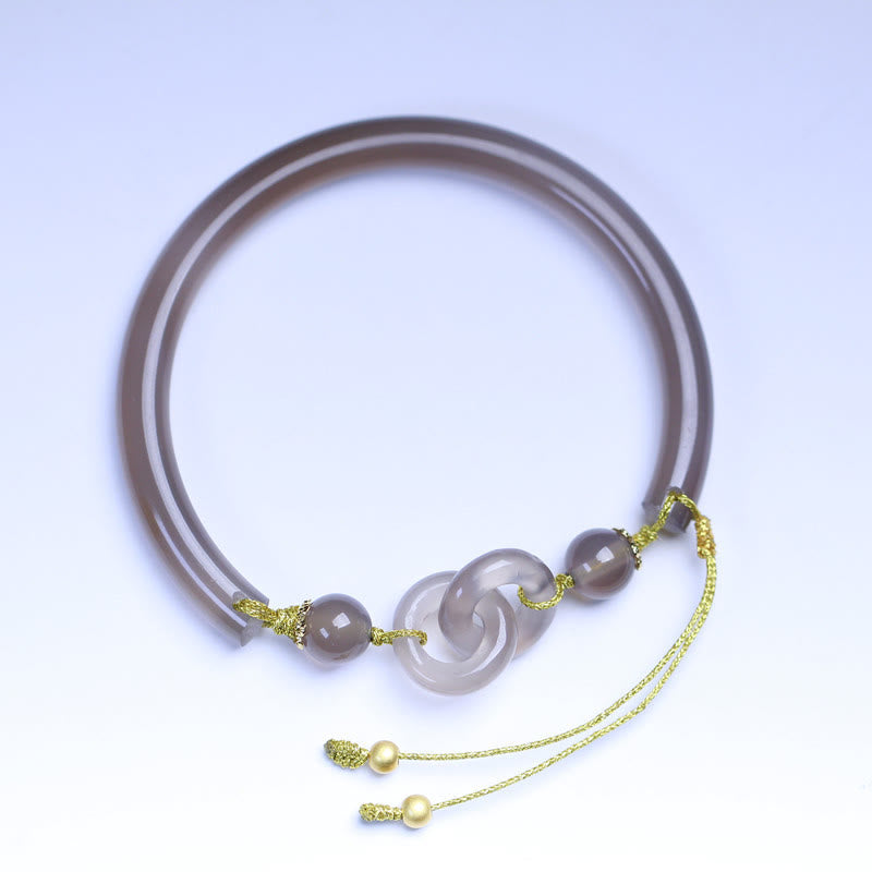 Spirituelles Armband aus grauem Achat mit Peace-Schnalle für Balance