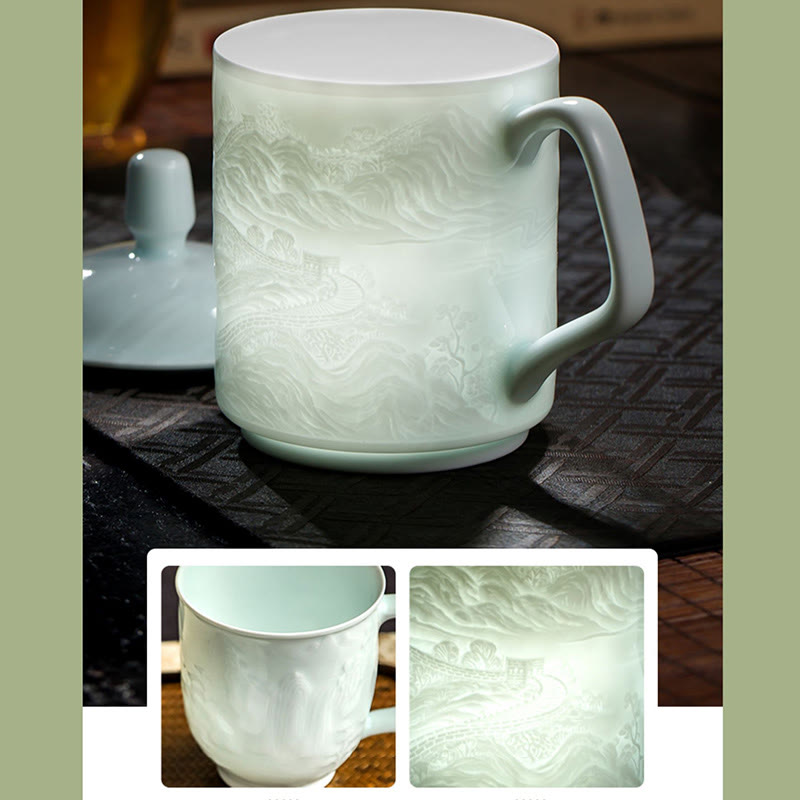Große Mauer Jingdezhen Porzellan Teetasse 400ml Bürobecher