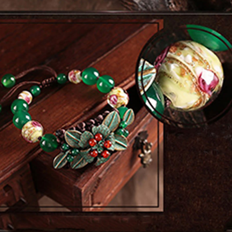 Armband mit geflochtenem Knoten aus grünem Achat, 14–20 cm Handgelenk