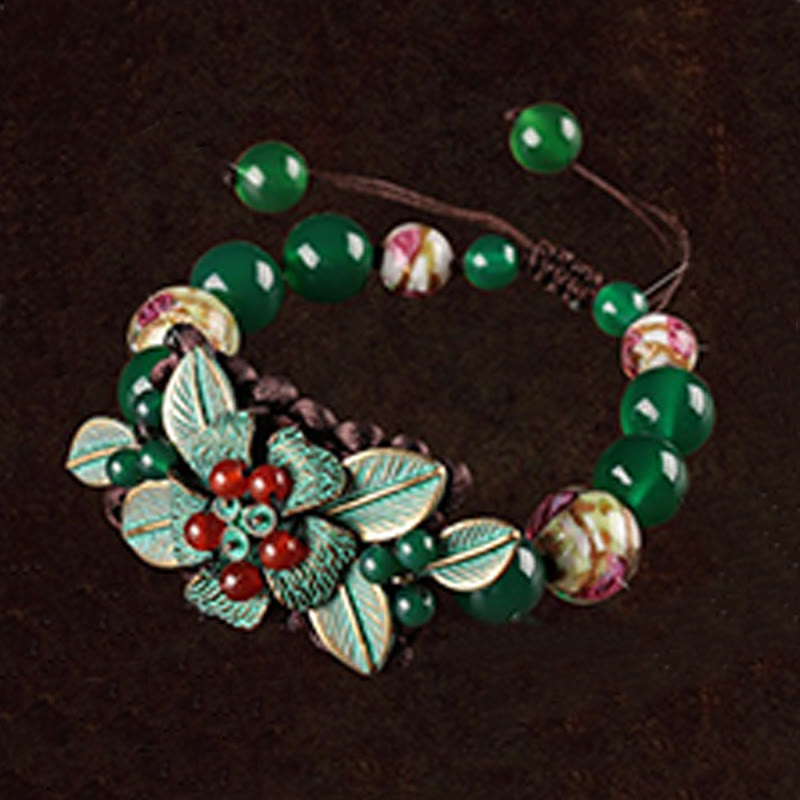 Armband mit geflochtenem Knoten aus grünem Achat, 14–20 cm Handgelenk