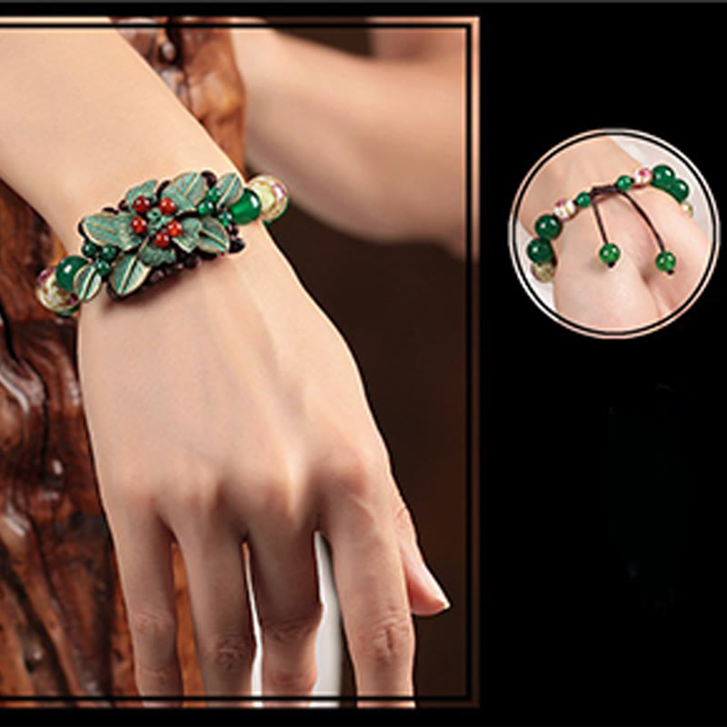 Armband mit geflochtenem Knoten aus grünem Achat, 14–20 cm Handgelenk