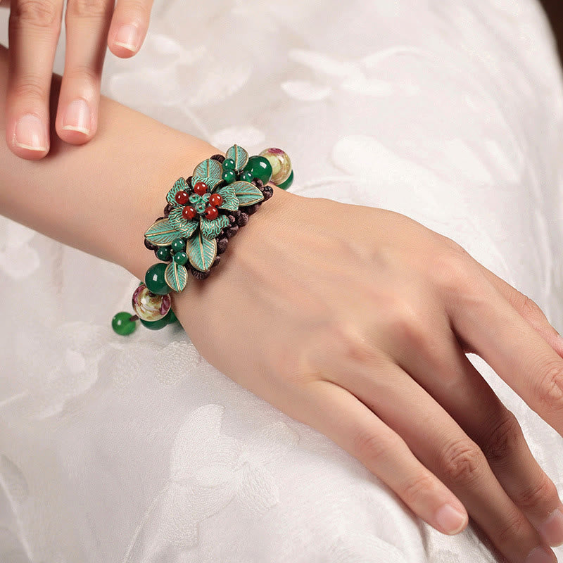 Armband mit geflochtenem Knoten aus grünem Achat, 14–20 cm Handgelenk