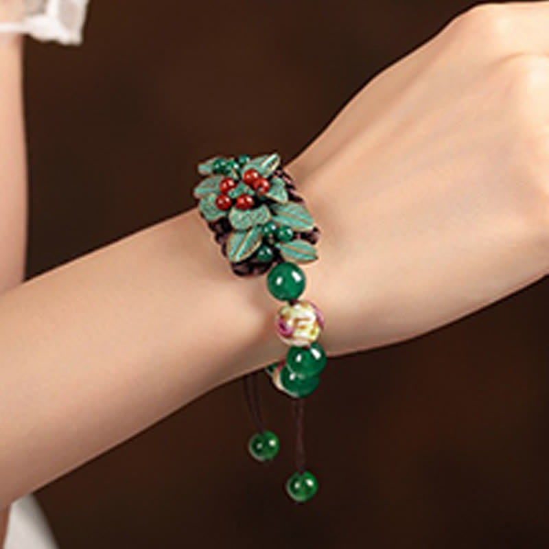 Armband mit geflochtenem Knoten aus grünem Achat, 14–20 cm Handgelenk