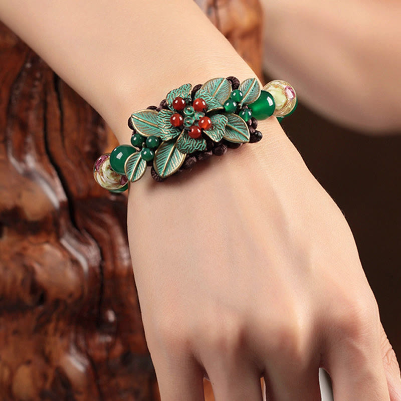 Armband mit geflochtenem Knoten aus grünem Achat, 14–20 cm Handgelenk