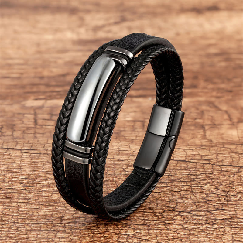Grüner Achat Mehrlagiges geflochtenes Lederarmband aus Achat