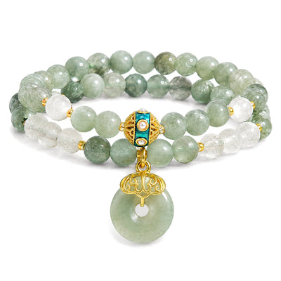 8mm Green Aventurine Peace Buckle Luck Bracelet, Green Aventurine, on a white background