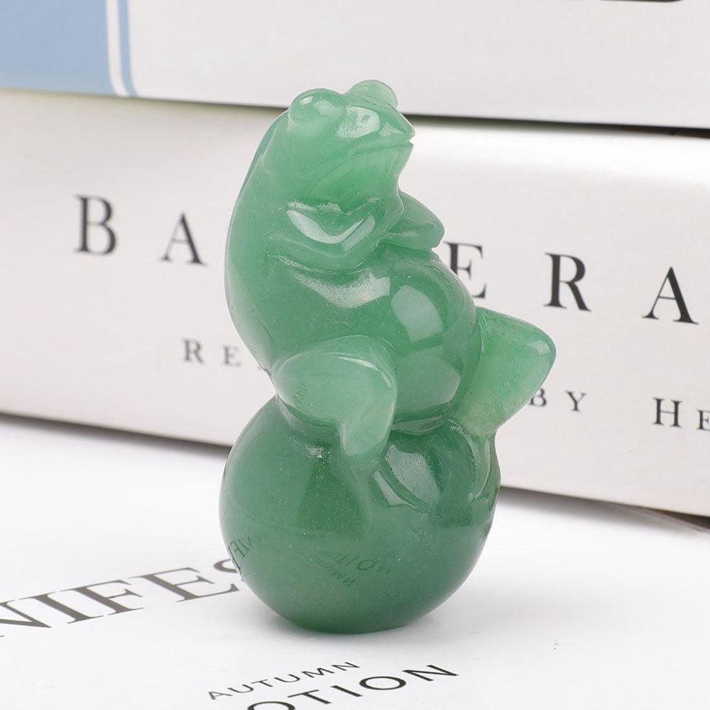 Green Aventurine Crystal Frog Carving 2.26in Spiritual Figurine