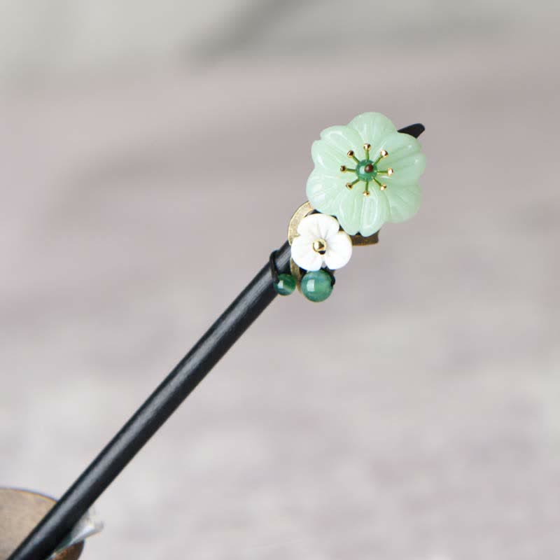 Grüne Aventurin-Blumenachat-Positivitäts-Haarnadel - Glück &amp; Balance