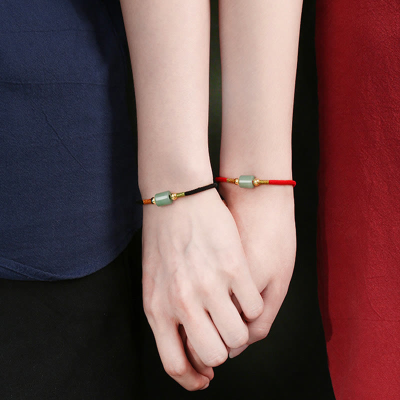 Grünes Aventurin-Glücksschutz-Armband aus geflochtenem Seil