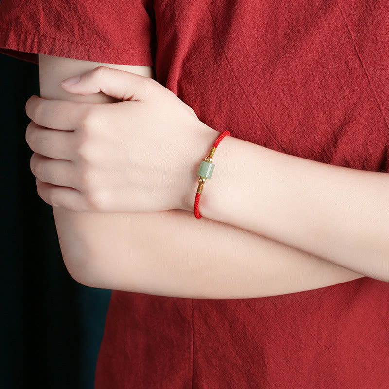 Grünes Aventurin-Glücksschutz-Armband aus geflochtenem Seil