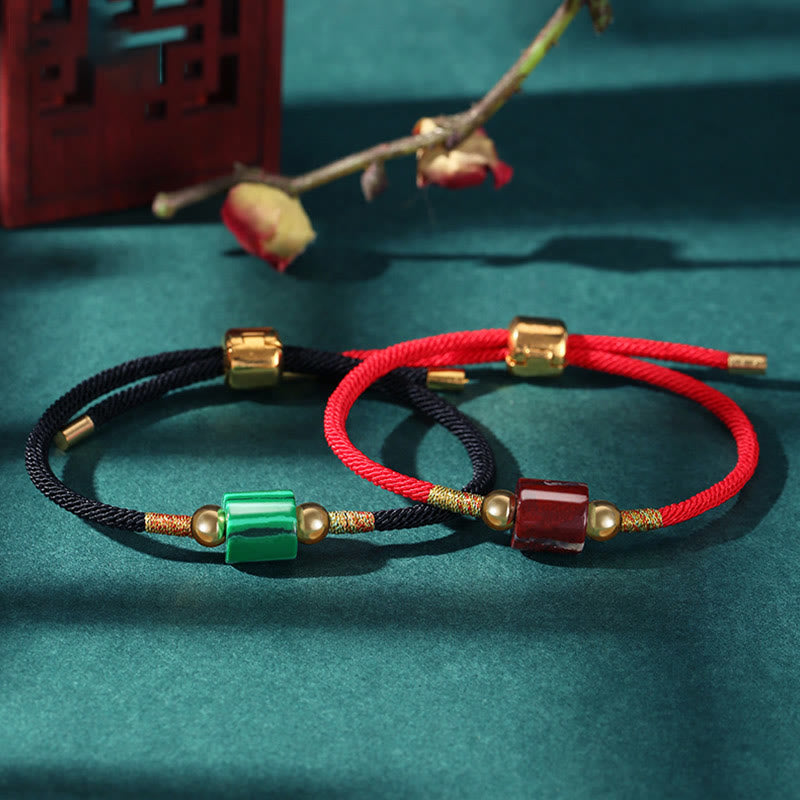 Grünes Aventurin-Glücksschutz-Armband aus geflochtenem Seil