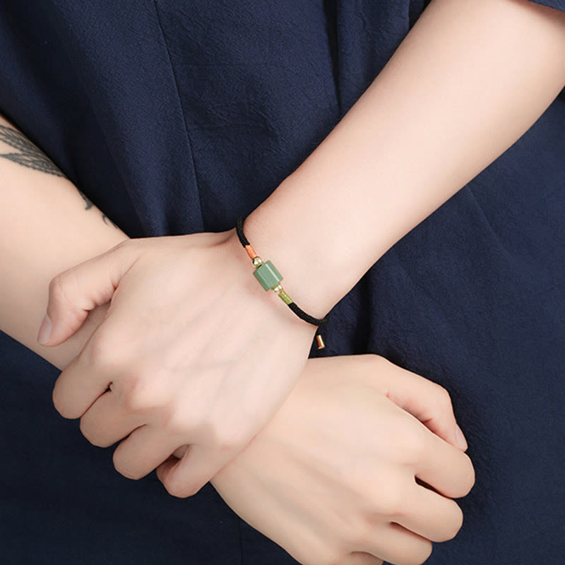 Grünes Aventurin-Glücksschutz-Armband aus geflochtenem Seil