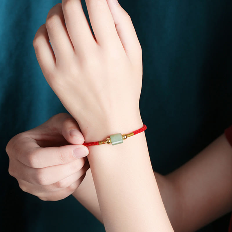 Grünes Aventurin-Glücksschutz-Armband aus geflochtenem Seil