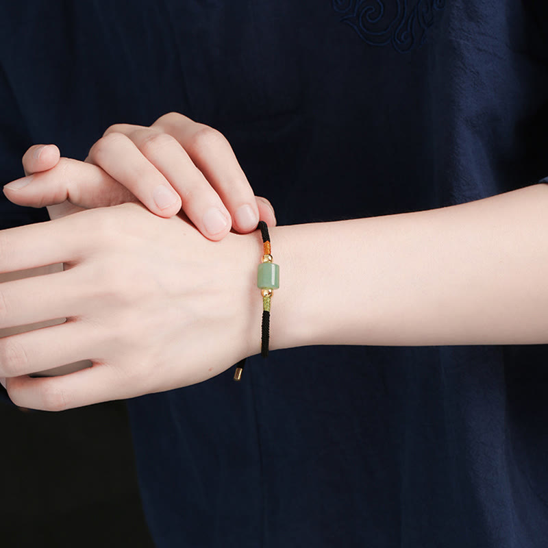 Grünes Aventurin-Glücksschutz-Armband aus geflochtenem Seil