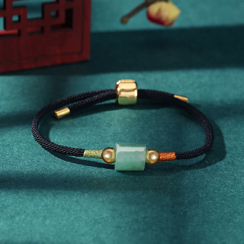Grünes Aventurin-Glücksschutz-Armband aus geflochtenem Seil