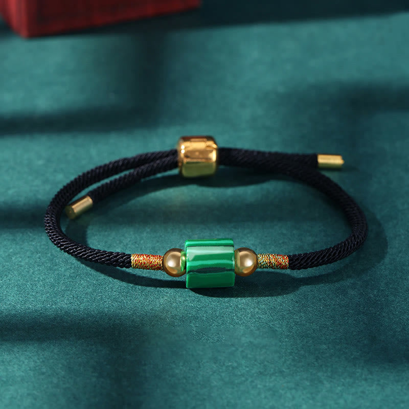 Grünes Aventurin-Glücksschutz-Armband aus geflochtenem Seil