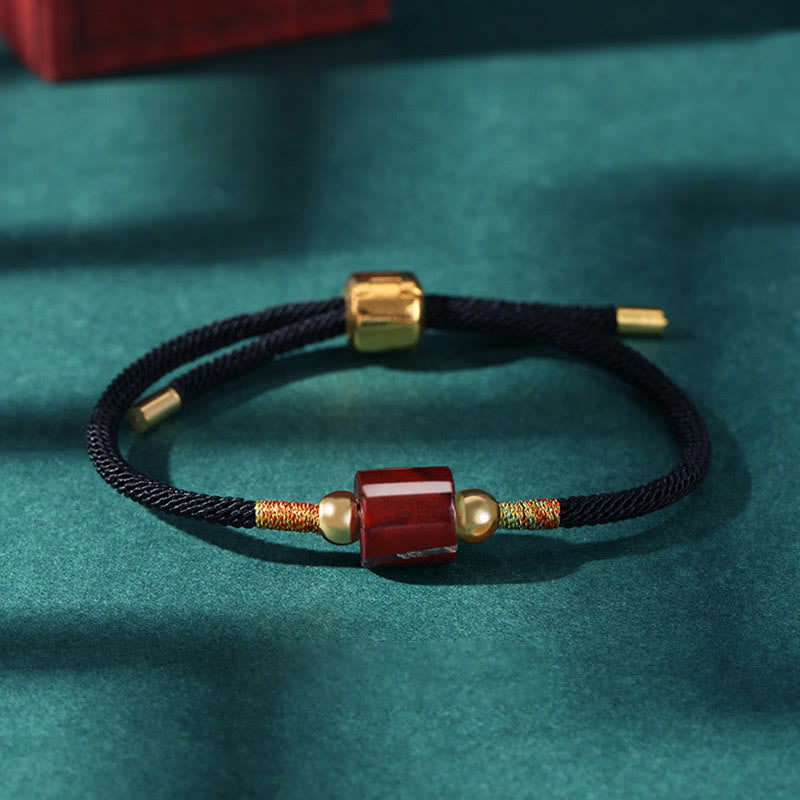 Grünes Aventurin-Glücksschutz-Armband aus geflochtenem Seil
