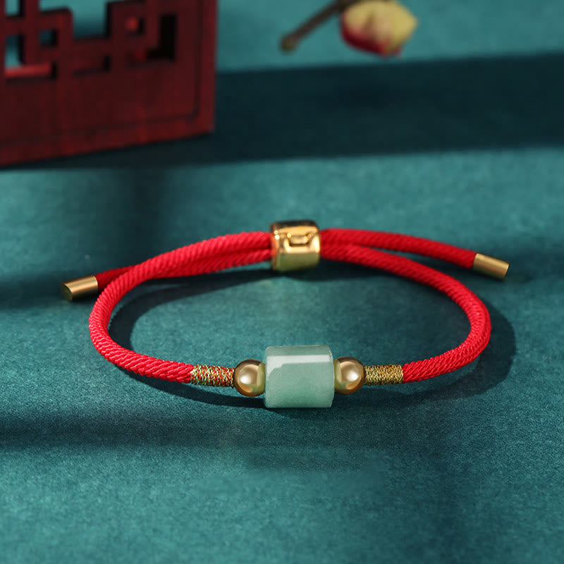 Grünes Aventurin-Glücksschutz-Armband aus geflochtenem Seil