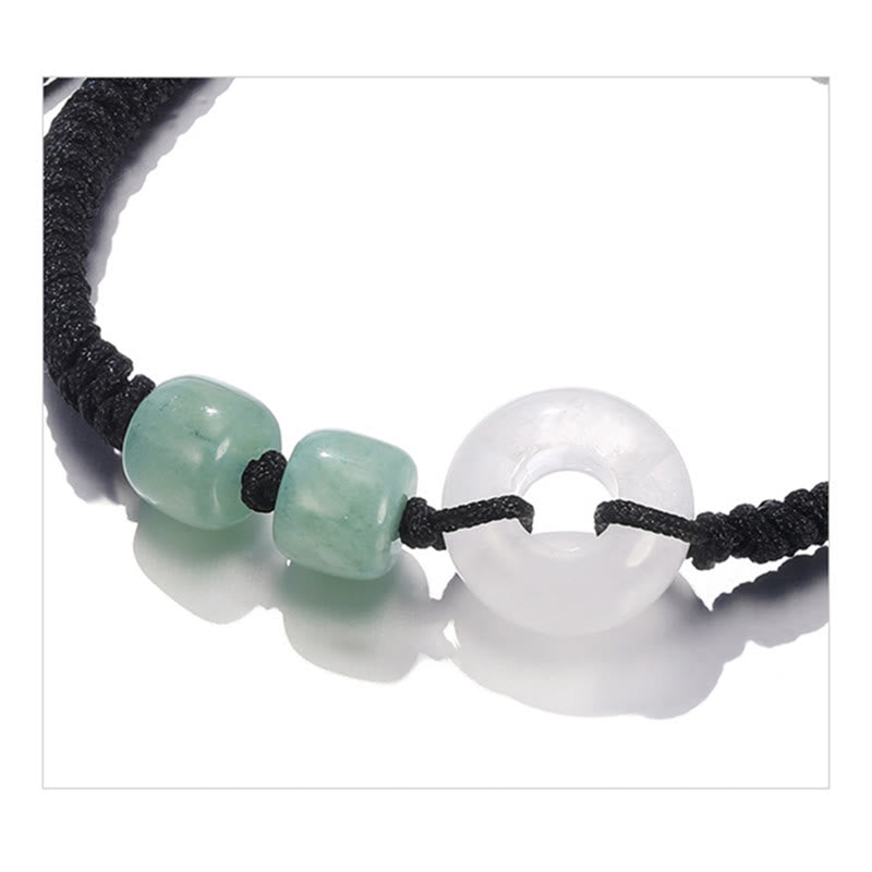 Grünes Aventurin-weißes Jade-Paararmband mit Peace-Schnalle