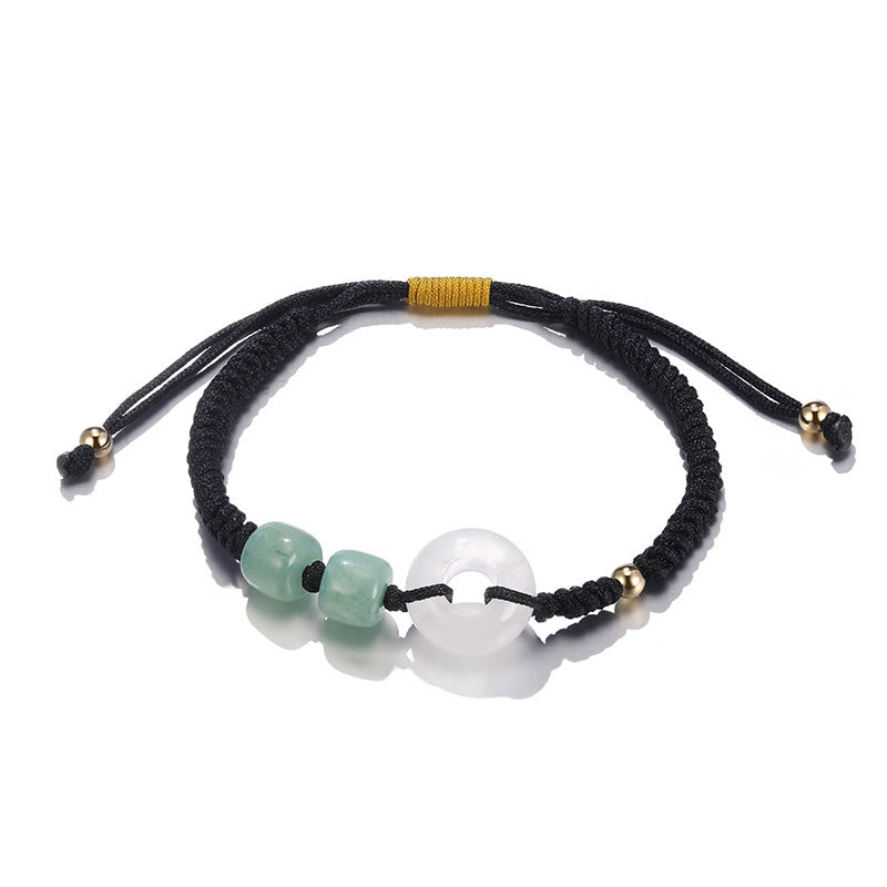 Grünes Aventurin-weißes Jade-Paararmband mit Peace-Schnalle