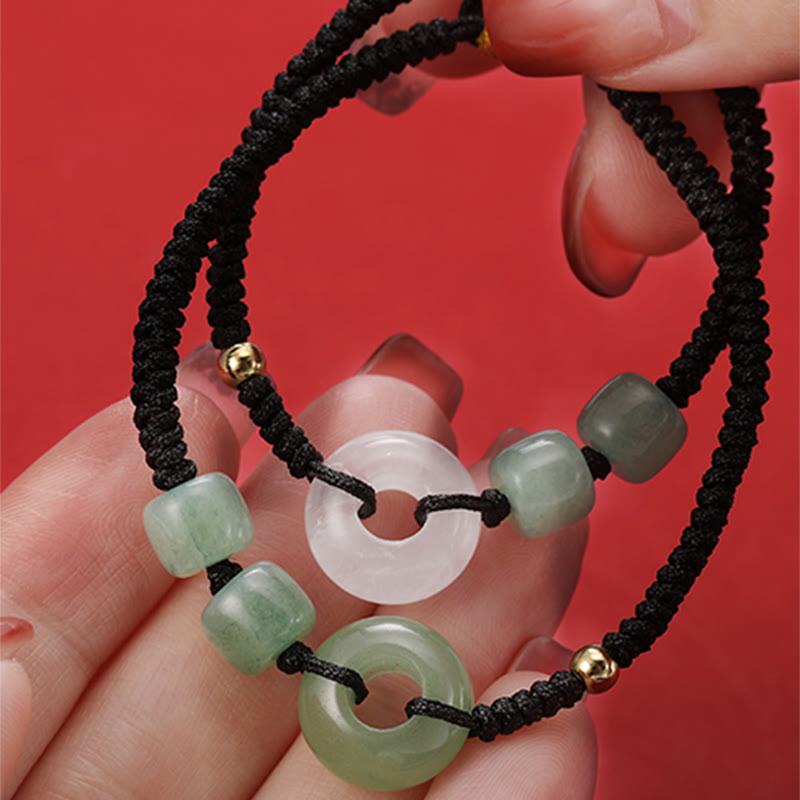 Grünes Aventurin-weißes Jade-Paararmband mit Peace-Schnalle