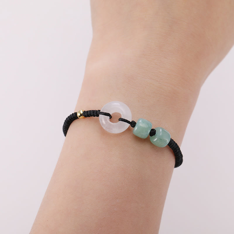 Grünes Aventurin-weißes Jade-Paararmband mit Peace-Schnalle