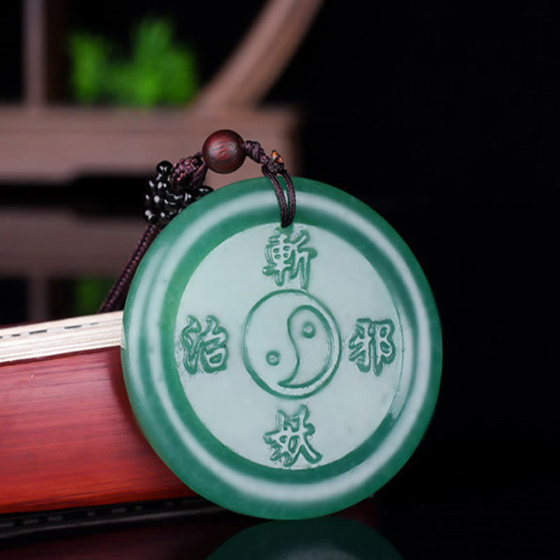 Grüne Aventurin-Yin-Yang-Balance-Halskette für Glück