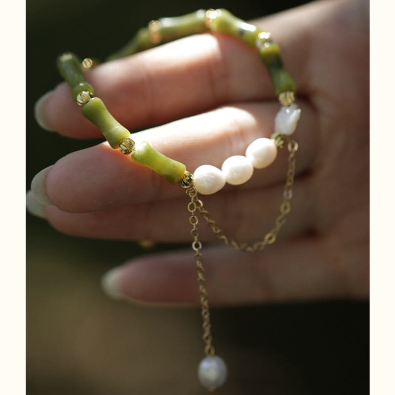 Grünes Bambus-Jade-Reichtumsarmband für Wohlstand und Wachstum