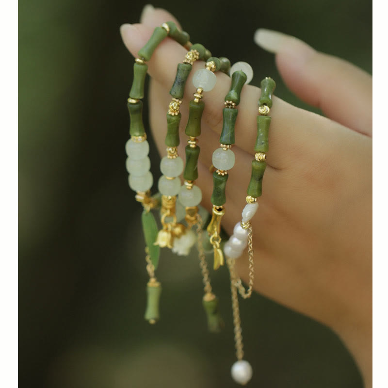 Grünes Bambus-Jade-Reichtumsarmband für Wohlstand und Wachstum