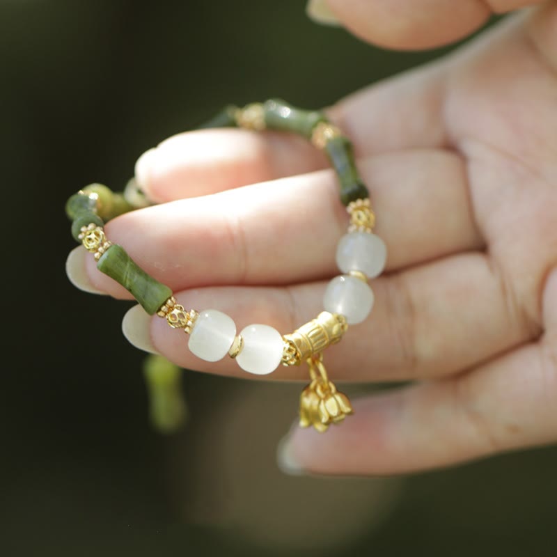 Grünes Bambus-Jade-Reichtumsarmband für Wohlstand und Wachstum