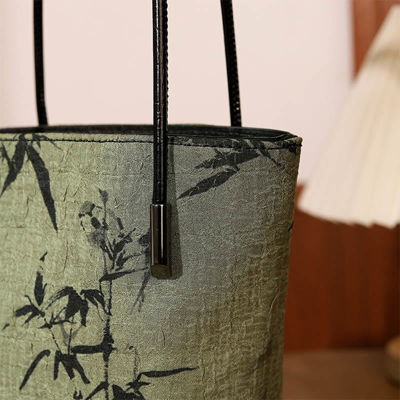 Grüner Bambus Print Vintage Crossbody Tasche - Spirituelles Accessoire