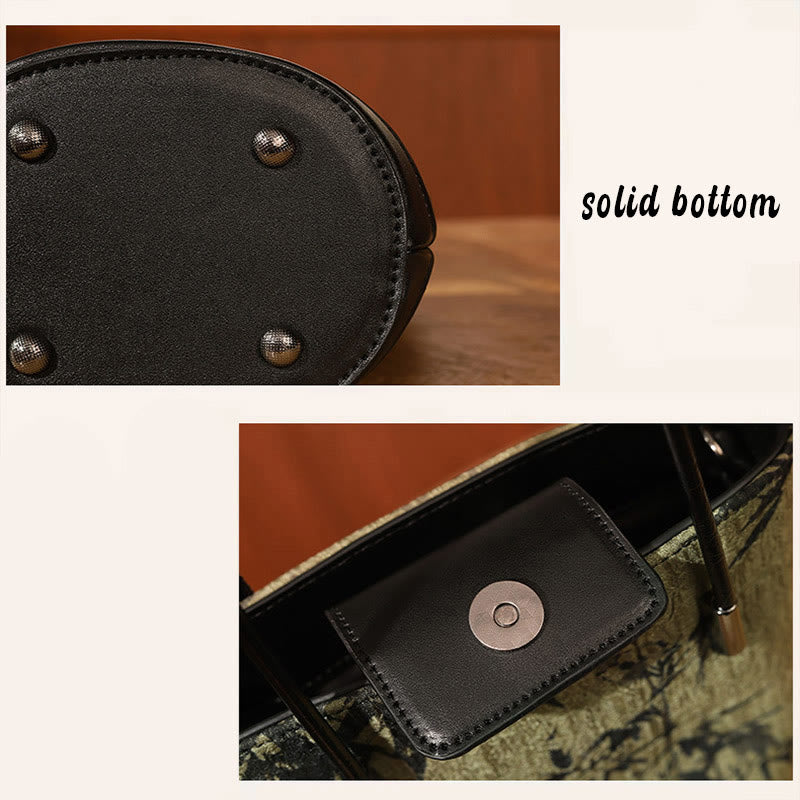 Grüner Bambus Print Vintage Crossbody Tasche - Spirituelles Accessoire