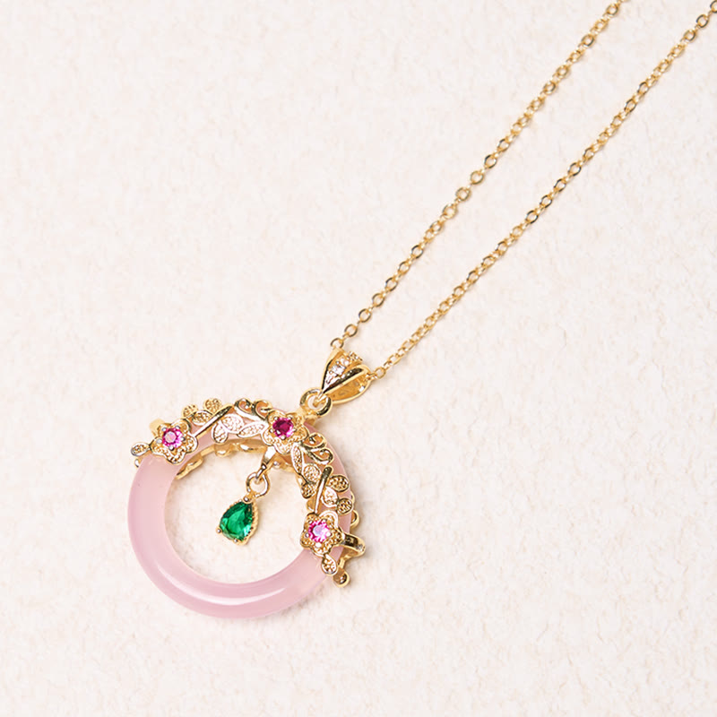 Grüne Chalcedon Peace Buckle Strength Halskette