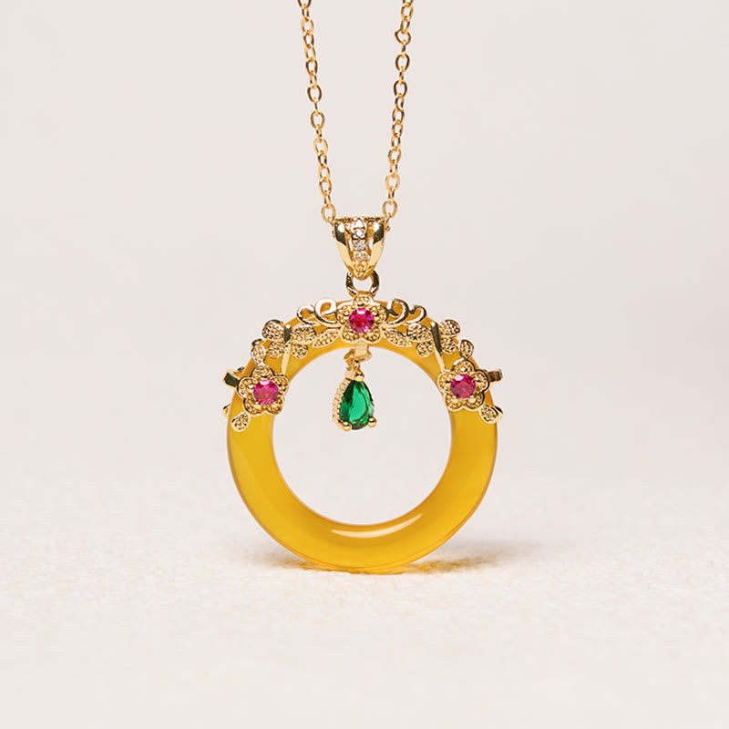 Grüne Chalcedon Peace Buckle Strength Halskette