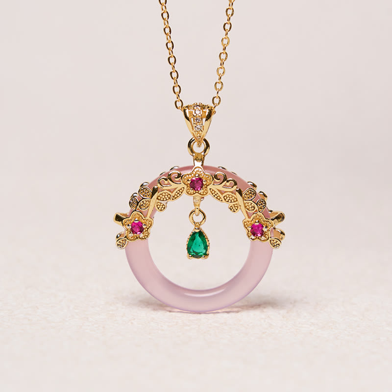 Grüne Chalcedon Peace Buckle Strength Halskette