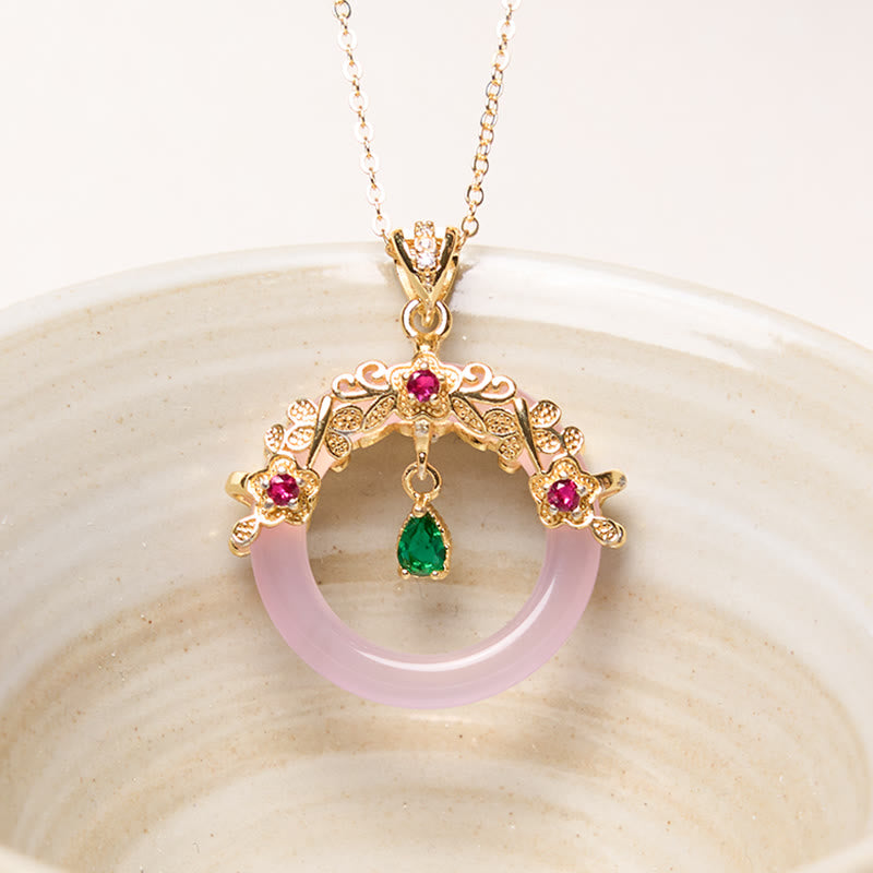 Grüne Chalcedon Peace Buckle Strength Halskette