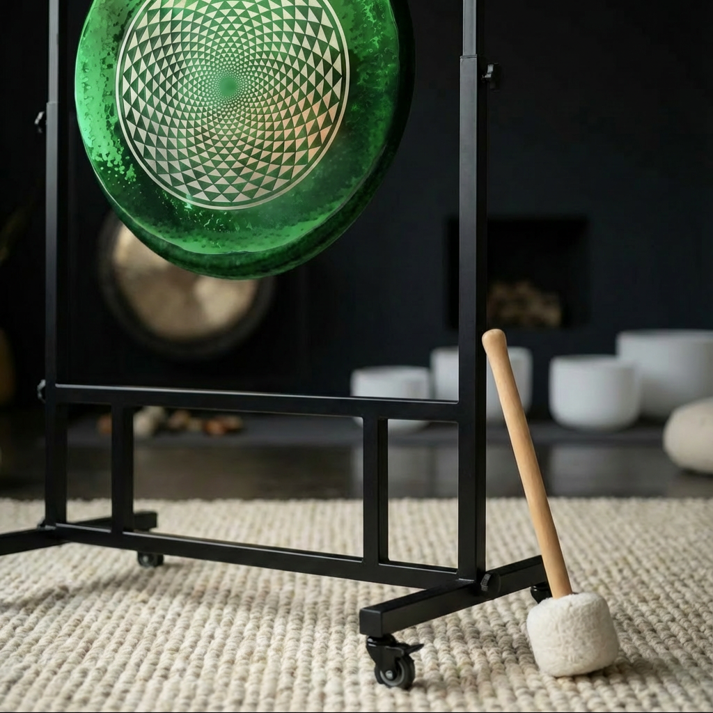 Grünes Geometrie-Gong-Instrument zur Klangentspannung