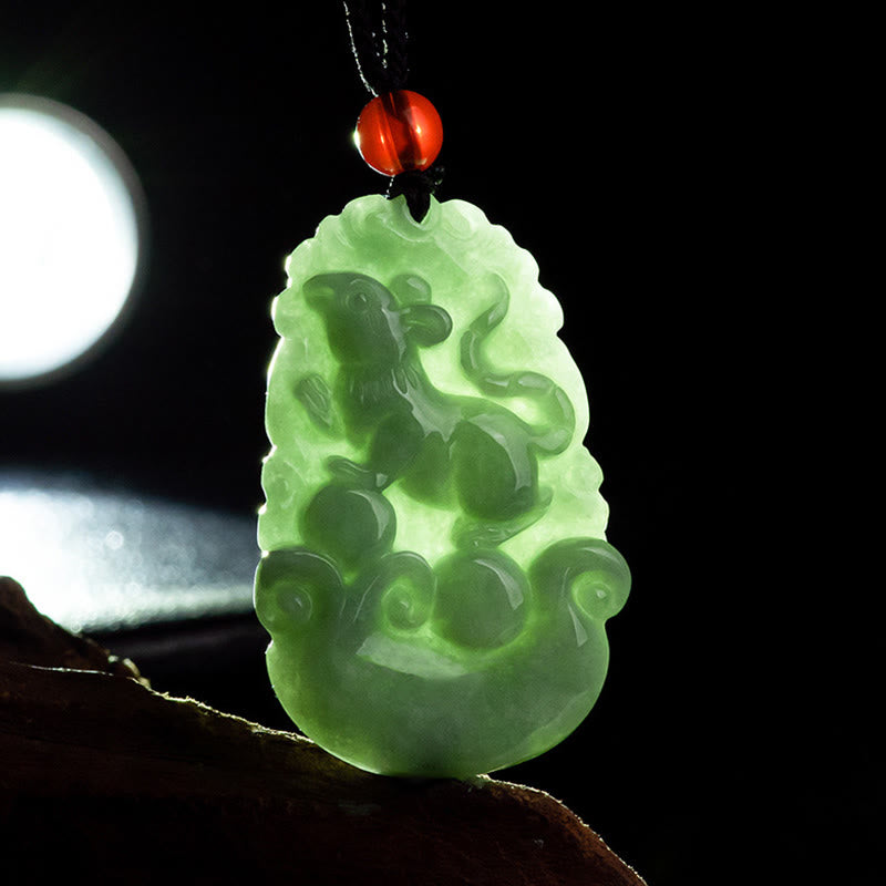 Grüne Jade 12 Chinesische Sternzeichen Glück | Wohlstand Halskette