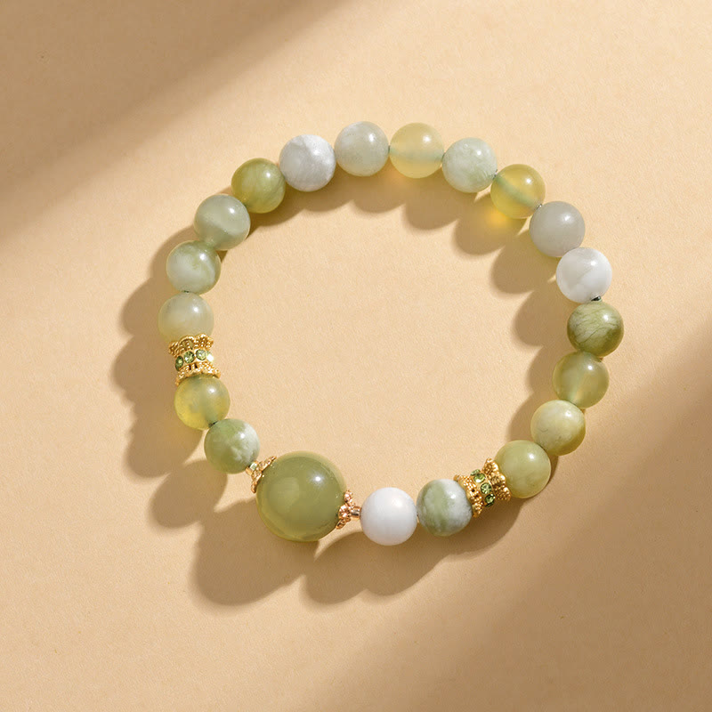 Grünes Jade-Armband für Damen, Fülle, 14–16 cm