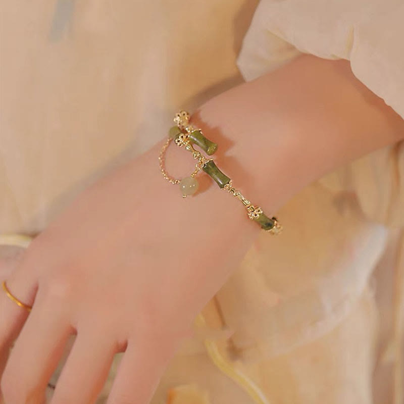 Grünes Jade-Bambus-Muster-Glücksarmband für Wohlstand