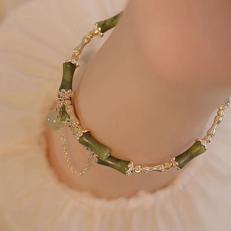 Grünes Jade-Bambus-Muster-Glücksarmband für Wohlstand