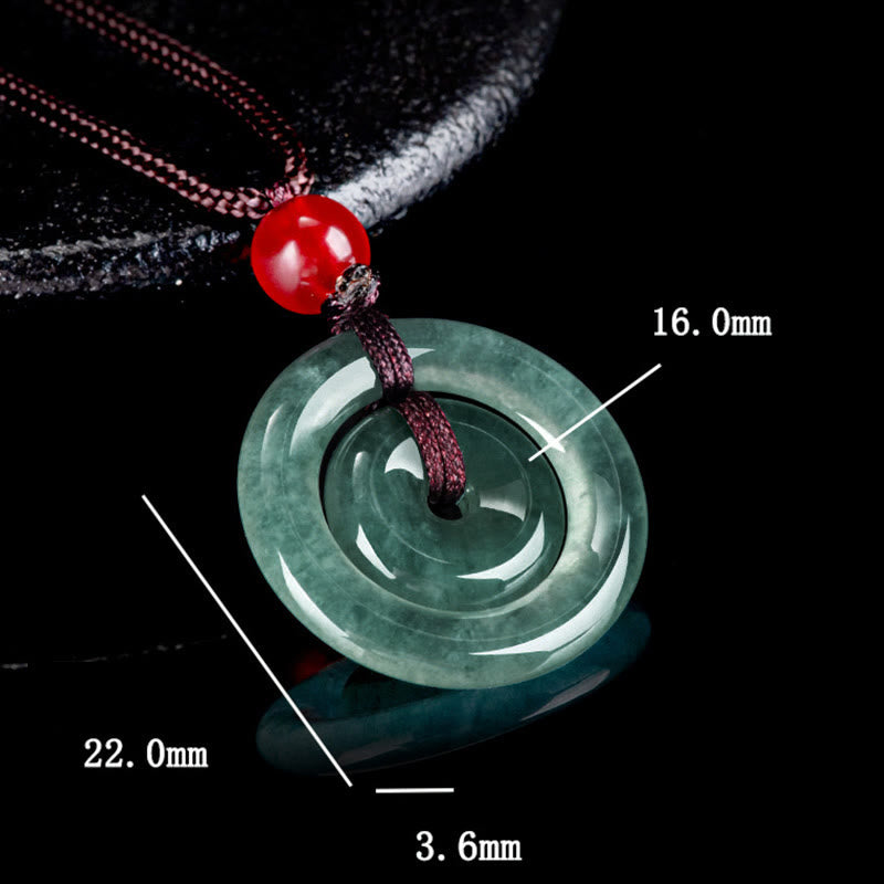 Grüne Jade-Halskette mit doppelter Peace-Schnalle für Fülle