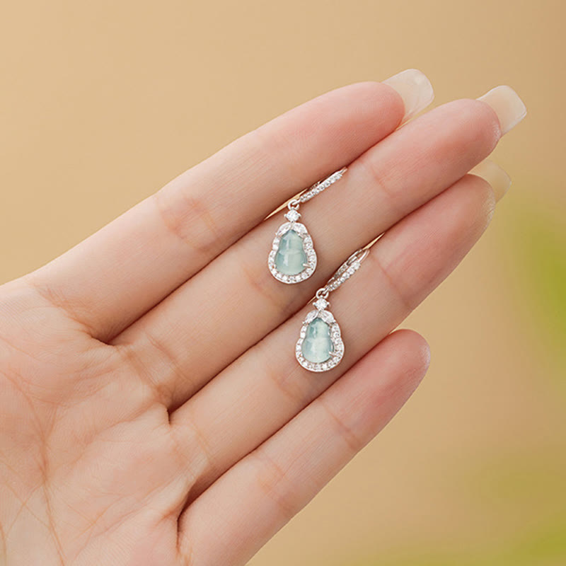 Grüne Jade-Kürbis-Tropfenohrringe für Fülle und Wohlstand