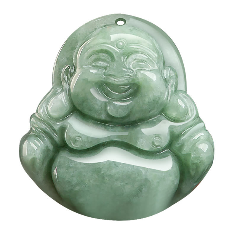 Grüne Jade-Halskette mit lachendem Buddha für Glück und Überfluss