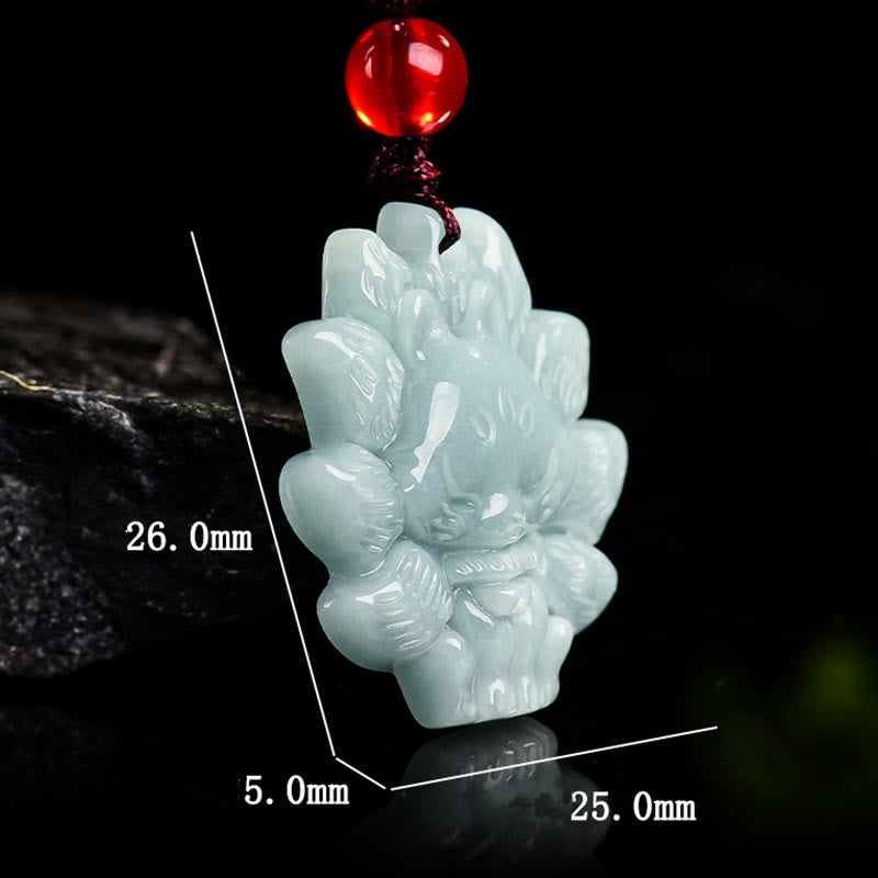 Grüne Jade-Halskette mit neunschwänzigem Fuchs – Wohlstandssymbol